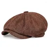 Boinas 2023 Masculino Casual Sboy Hat Primavera e Outono Boina Retrô Wild Hats Unissex Octogonal Boné