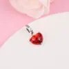 925 Sterling Silver Mouse Kiss Red Murano Glass Dangle Bead Fits European Jewelry Pandora Style Charm Bracelets