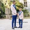 Clothing Sets Boys Suit 3 Piece Wedding Line Up Tuxedo Kids Blazer Pants Vest Formal Dress Point Lapel Jacket Pink Outfit ensembles de blazers W0224