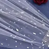 Luxe Rhinestone Cathedral Lengte Bridal Veils Eén laag kralen haarstukken voor bruiloft met kam 318V