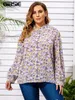 T-shirt grande taille femme GIBSIE grande taille imprimé fleuri boutonné chemisier femmes 4xl 5xl automne à manches longues Boho décontracté dames chemisier chemise 230224