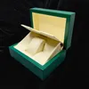 Watch Boxes Top Quality Green Box Luxury Elegant Leather Wooden Case With Packaging Storage Microfiber Pillow