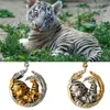 Подвесные ожерелья модные шарм Tiger Collese для женщин с двумя тональными животными милые хрустальные любители ювелирных украшений