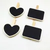 Party Decoration Mini Chalkboard Blackboard with Wooden Clip Message Board Signs and Labels Clips for Food Memo Note Taking KDJK2302