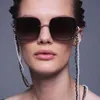 Sunglasses QPeClou 2019 New Fashion Unique Metal Chain Square Sunglasses Women Vintage Brand Designer Sunglasses Men Sent Without Chain G230223