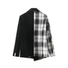 Dames pakken blazers vrouw elegante irrgulaire plaid patchwork blazer 2023 herfst vrouwelijke slanke asymmetrische bblzers suit dames high street o