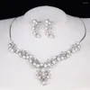 Chaînes exquises collier de mariée de mariage boucles d'oreilles ensemble de bijoux charme dames imitation perle accessoire cadeaux romantiques