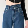 Kvinnors jeans zoenova jeans kvinnor breda ben byxor mamma femme svart blå jeans hög midja kvinna byxor kläder pantalones spodnie damskie 230223