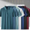 Hommes t-shirts homme été séchage rapide mercerisé T-shirt garçons respirant à manches courtes boutonné tenue de bureau Polo chemise de grande taille 4xl