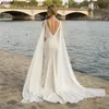 Robes de mariée sirène de plage en satin simples avec Wrap Sexy col en V sans manches trompette robes de mariée balayage train dos nu Boho réception robes de soirée de Mariee CL1907