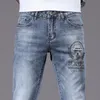 Мужские джинсы весна лето Тонкое тонкое подходящее европейское американское высококачественное бренд маленькие прямые двойные брюки kf7528-1