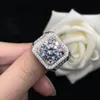 패스 테스트 D 컬러 2/5ct Moissanite Diamond Ring 100% Real 925 남자 보석 선물을위한 스털링 실버 약혼 웨딩 밴드 반지