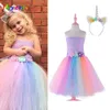 Vestidos de menina meninas flor vêm vestidos longos de princesa Novo vestido de cosplay tutu para meninas 2019 com bandeira vestidos de verão para crianças garotas w0224