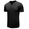 Männer T Shirts 2023 Sommer Einfarbig Männer T-shirts Kurzarm Mode Lässig Herren Atmungsaktive Henley Hemd Grundlegende Tops tees