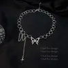 Pendant Necklaces Kpop Punk Hollow Butterfly Round Circle Choker Necklace Cross Tassel Chain For Women Halloween Party Jewelry