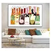 Immagini di bottiglie di champagne in stile Wall Art Poster su tela modulare Moderno per comodino Sfondo Decorazioni per la casa Stampe Pittura Nordic Woo