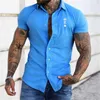 Chemises décontractées pour hommes 2022 haut ultra-mince pour hommes été à manches courtes Harajuku solide chemise hawaïenne vêtements décontractés lâche col en V T-shirts 5xl Z0224