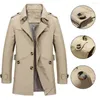 Trench de trincheira masculino Men Jacket Great Cardigan Spring Coat Windbreaker Autumn Wear Resistente para namoro