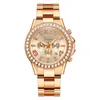 Armbanduhren 2023 Luxus Damen Armbanduhren Rose Gold Kleid Uhr Frauen Kristall Diamant Edelstahl Silber Uhr Montre Femme