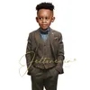 Clothing Sets Winter Grey Tweed Boy Suits Herringbone Classic Wool Notch Lapel Kids Wedding Tuxedo Boys 3 Pieces Blazer Set Slim Fit Come W0224