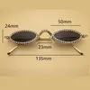 Sunglasses 90s Red Glasses Narrow Small Round Sunglasses Vintage Brand Designer Crystal Oval Glasses Mens Shades Metal Party Eyewear UV400 G230223