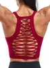 Zbiorniki damskie Camis Fittoo Sport Bras Crisscross Crop Tops Fitness Koszulki pępka Wyjmowana dziewczyna Bra Gym Biegless 230224