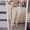 Jeans pour femmes ZHISILAO droites femmes avec ceinture Vintage basique bleu cheville longueur Denim pantalon petit ami gris coréen 230224