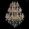 Ljuskronor XL 36 PCS antik Cognac Crystal LED EL Lighting Bohemian E14 Candle Light Fixtures Living Room Shop Case Lamp