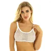 Tanques femininos femininos CROLHAS CAMISOLAS TOPS SEXY TRANSPARENTE DE FISHNET MINI TOP GYM GYM MUNDELELENTE HOLO