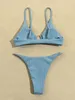 Traje de baño de mujer Bikinis sexy Mujer Traje de baño de costilla liso Mujer Mujer Tanga Bikini femenino Conjunto 2 piezas Ropa de playa para traje de baño 230224