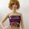 Bustiers Corsets Multicolore Stretch Sequin Tube Top Glitter 1970s Disco Retro Boob Bandeau Clubwear Sexy Fringe Crop Dance Show CostumeB