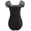 Scen Wear Lace Ballet Dance Leotard för kvinnor Body Leotards Vuxen Svart