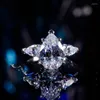 Clusterringen 10K AU417 Wit goud vrouwen Wedding Party Betrokkenheid Ring 1 2 3 4 5 Waterdruppel PEAR Moissanite Diamond Elegant Trendy