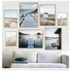 Nordiskt landskap affisch strand bridge canvas m￥lning skandinavisk vardagsrum dekoration bild morgon soluppg￥ng v￤ggkonst tryck woo