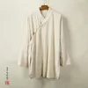 Men's Casual Shirts Chinese Style Men's Shirt Solid Color Hanfu Long-sleeved Elegant Lace Harajuku Clothes Retro Stand Collar Antique