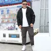 Erkeklerin Trailtsuits Sonbahar 6xl 7xl 8xl Erkekler Ceket Hoodies 2 İki Parça Set Spor Kargo Pantolonları Siyah Artı Boyut Boyut Erkek Gevşek Palto Pantolonları 230224