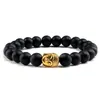 Strand Beaded Strands Buddha Head Natural Stone Black Bracelet Men Women Meditation Stretch Bracelets Bangles Charm Yoga Healing Prayer