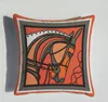 45*45cm Orange Series Cushion Cover Horse Flower Printed Pillowcase Sofa Pillow Cushion