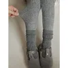 Leggings Tights Spring Autumn Baby Girls Knitted Warm Leggings Korean Style Solid Color Kids Skinny Trousers Children Elastic Pants 230223