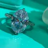 Дизайнерский роскошный серебряный кольцо овальный кусок 3CT Diamond Cz Cringed Crings для женщин Bridal Bijoux6438473