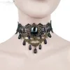 Girocollo Moda Goth Collana con ciondolo Donna Estetica Pizzo nero Catena clavicola Collare finto Gioielli Fascino iniziale Regalo per feste