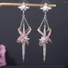 Brincos de luxo Fairy Star Cross Drop Brincho para Mulheres Partido de Casamento Dubai Jóias de Bridal Boucle D'Oreille Femme E20242