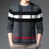 Męskie tshirts moda Wysokiej klasy marka Mens Mens Knit Patchwork wełna pullover ekipa ekipa szyi szyja autum zimowe ubrania swobodne jumper 230223