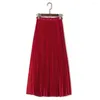 Rokken lente bohemian geplooide maxi dames zomer solide kleur hoge taille chiffon long rok tutu elegante dames zwart