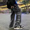 Men s Jeans Paneled Black Man Designer Straight Baggy Pants Vintage Korean Streetwear Y2k Fashion Wide Leg Punk Casual Denim Trousers 230224