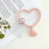 Charm Bracelets Summer Fashion Mobile Phone Love Heart Pendant Hanging Ring Phone Wristband Soft Silicone Lanyard Strap Anti-Lost Bracelet