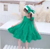 Mädchenkleider Kinder Sommer ärmellosen runden Nackenkleid Girls Weste Vollfarbe Kleidung Baby Kinder Fashion 2 Stücke Freizeitparty