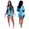 Summer Women's Tracksuits EuropeAn-American multi-color printed long-sleeved shirt shorts suit