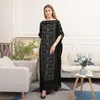 Ethnic Clothing Wepbel Muslim Abaya Robe Dubai Batwing Sleeve Chiffon Rhinestone Djellaba Black Ramadan Loose Islamic Dress