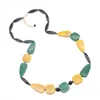 Chains Manufacturer Long Green Yellow Resin Beads Link Chain Necklace